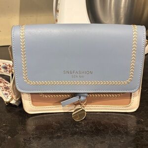 Blue and Cream Crossbody Bag